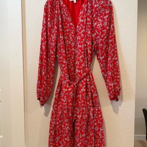 Adelyn Rae Red Floral Long Sleeve Dress NWOT
